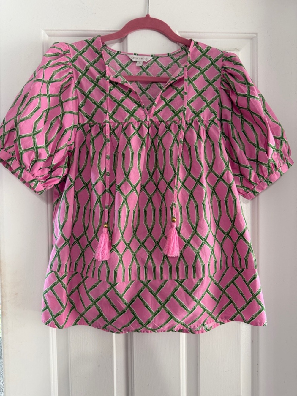 crown & ivy Pink & Green Bamboo Top